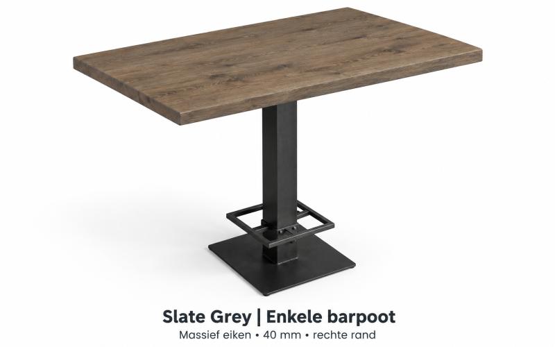 Compacte eiken bartafel met rechte rand &ndash; enkele barpoot